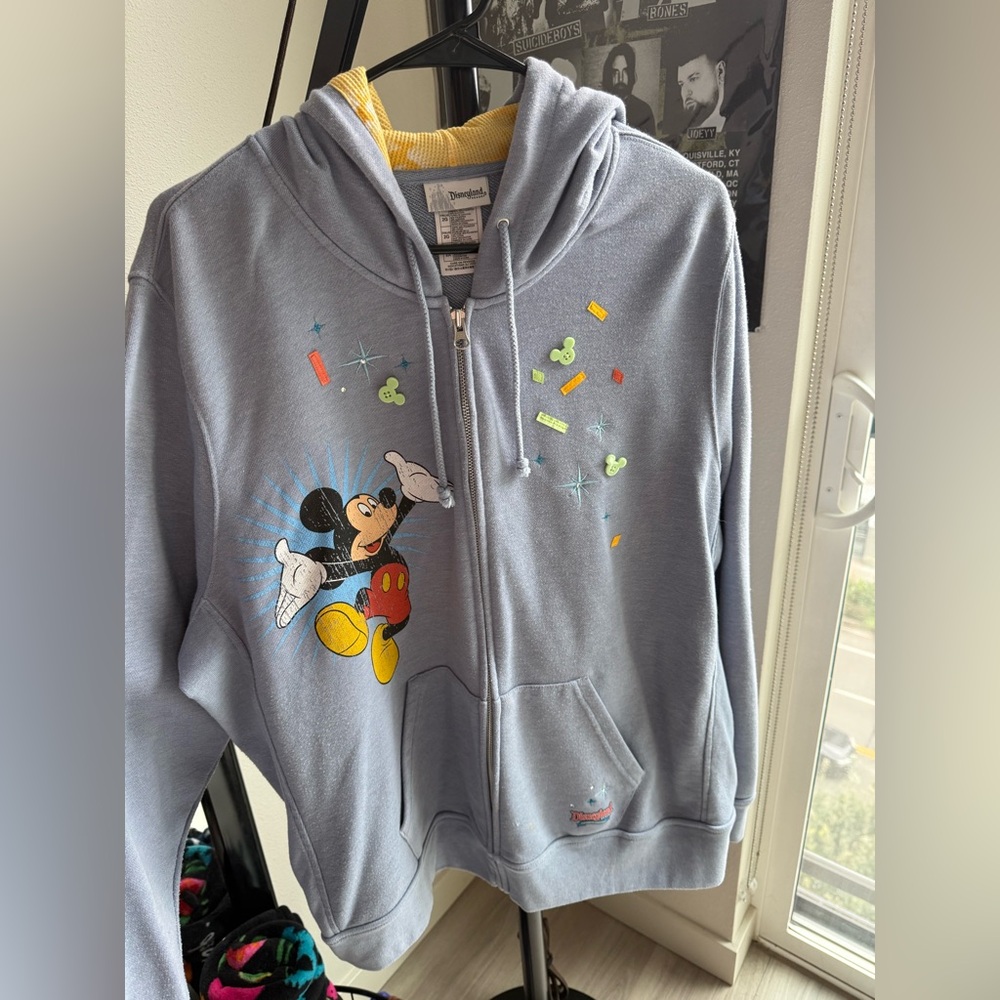 Vintage Disney Blue Hoodie with Colorful Embroidery